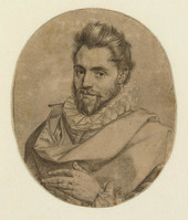 N 051
<br/>
Portret van een kalligraaf (Jacques Razet?)
<br/>
<em>Goltzius, Hendrick (1558-1617)</em>